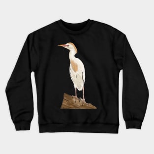 White Cattle Egret Drawing Crewneck Sweatshirt